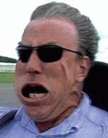 Top Gear presenter Jeremy Clarkson at over 250 mph in a CO2 jet-powered dragster.