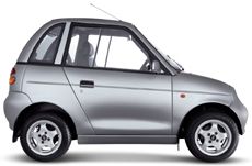 A small green car that drives down the pollution.